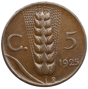 reverse: Vittorio Emanuele III. 5 Cent. 1925. BB PERIZIATA