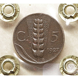 reverse: Vittorio Emanuele III. 5 Cent. 1927. qSPL PERIZIATA
