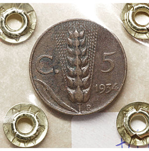 reverse: Vittorio Emanuele III. 5 Cent. 1934. qSPL PERIZIATA