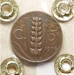 reverse: Vittorio Emanuele III. 5 Cent. 1936. SPL PERIZIATA