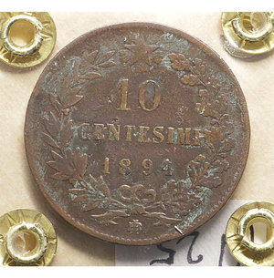 reverse: Umberto I. 10 centesimi. 1894. BB