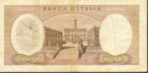 reverse: Italia - 10000 Lire 20/05/1966. BB+