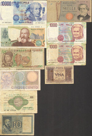 obverse: Lotto 10 Banconote Regno\Repubblica. Conservazione da foto