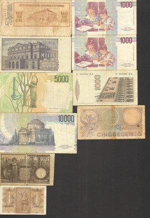 reverse: Lotto 10 Banconote Regno\Repubblica. Conservazione da foto