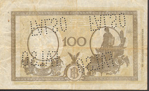 reverse: Italy. 100 Lire 23/08/1943 Annullato Falso