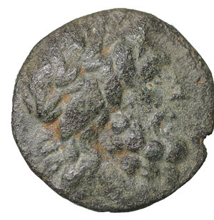 obverse: Pisidia. Termessos Major circa 100-0 BC. Dated CY 35=38 BC. Bronze. 3.15 gr. – 16.23 mm. O:\ Laureate head of Zeus right. R:\ TEP, forepart of horse left, ΛΕ (?) above, thunderbolt behind. SNG France 2131 var; SNG von Auloc. XF