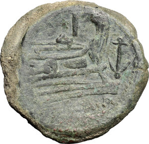 reverse: Anchor (first) series.. AE As, 209-208 BC