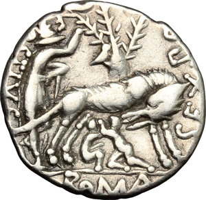 reverse: Sex. Pompeius.. AR Denarius, 137 BC