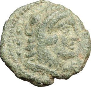 obverse: Q. Caecilius Metellus . AE Quadrans, 130 BC
