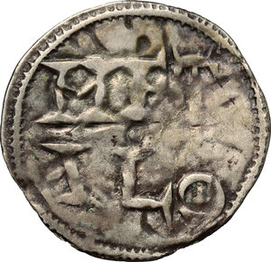 reverse: France.  Charles the Simple (898-922), as King of West France.. AR Denar, Melle mint, 898-922