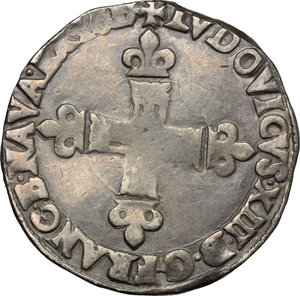 reverse: France.  Louis XIII (1610-1643).. AR 1/4 Écu, year non visible