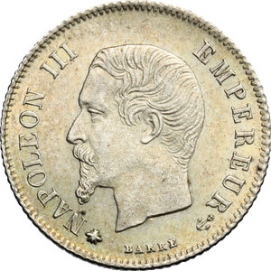 obverse: France.  Napoleon III (1852-1870).. AR 20 Cents, Strasbourg mint, 1860