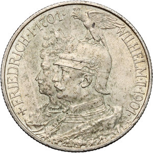 obverse: Germany. Prussia..  Wilhelm II (1888-1918).. AR 2 Mark, Berlin mint, 1901