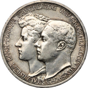 obverse: Germany. Saxe-Weimar..  Wilhelm Ernst (1901-1918).. AR 3 Mark, Berlin mint, 1910