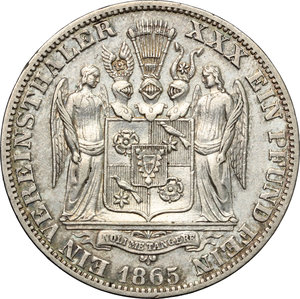 reverse: Germany, Schaumburg-Lippe..  Adolf Georg (1860-1893).. AR Vereinstaler, Hannover mint, 1865 B