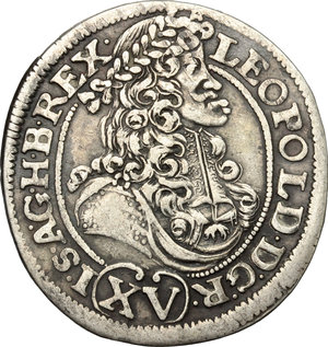 obverse: Hungary.  Leopold I (1657-1705).. AR 15 Kreuzer, Kremnitz mint, 1690 K-B