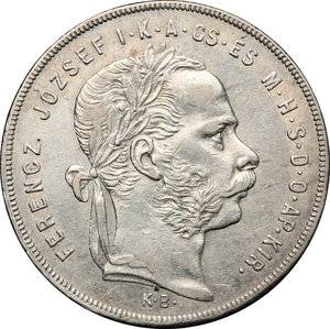 obverse: Hungary.  Franz Joseph (1848-1916).. AR Gulden, Kremnitz mint, 1879 KB