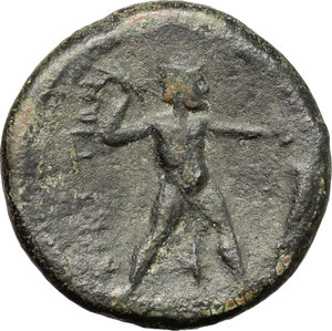reverse: Bruttium, The Brettii. AE Half Unit, circa 214-211 BC.  Fourth Coinage