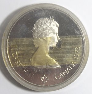 obverse: Canada. Elisabetta II. 10 Dollari 1973. Olimpiadi di Montreal 1976. Mappa del mondo. AG 925. 