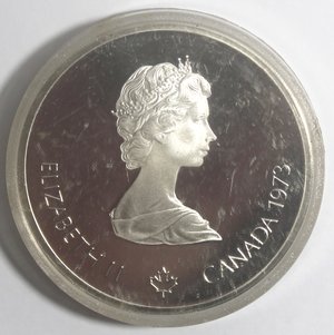 obverse: Canada. Elisabetta II. 10 Dollari 1973. Olimpiadi di Montreal 1976. Veduta di Montreal. AG 925. 