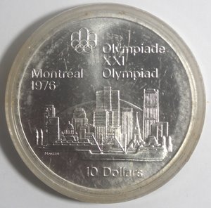 reverse: Canada. Elisabetta II. 10 Dollari 1973. Olimpiadi di Montreal 1976. Veduta di Montreal. AG 925. 