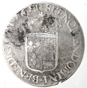 reverse: Monete Estere. Francia. Luigi XIIII. 1643-1715. Scudo 1651. Ag. Peso gr. 26,87. MB. Zecca di Limoges?