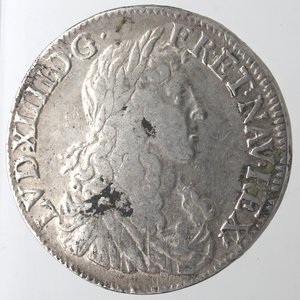 obverse: Monete Estere. Francia. Luigi XIIII. 1643-1715. Mezzo Scudo 1660 Rennes. Ag. Peso gr. 13,51. qBB.