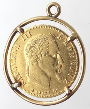 obverse: Francia. Napoleone III. 1852- 1870. 5 franchi 1866 BB. Au 900. 