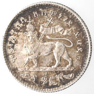 reverse: Etiopia. Menelik II. 1889-1913. 1/20 di Birr o Gersh. Ag. 