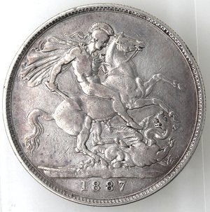 reverse: Gran Bretagna. Vittoria. 1837-1901. Corona. 1887. Ag. 