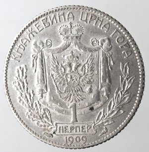 reverse: Montenegro. Nicola I. Perper 1909. Ag 835. 