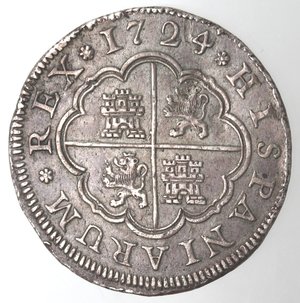 reverse: Spagna. Luigi I. 2 Reales 1724 F. Ag. 