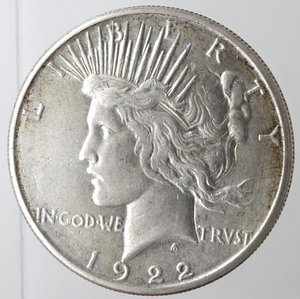 obverse: Usa. Dollaro Peace 1922 S. Ag. 900. Peso gr. 26,75. BB.