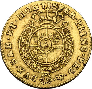 reverse: Carlo Emanuele III (1730-1773).. Mezza doppia 1756 Torino