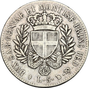 reverse: Vittorio Emanuele I (1802-1821). 5 lire 1821 Torino