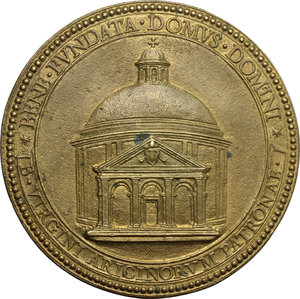 reverse: Alessandro VII (1655-1667), Fabio Chigi.. Medaglia straordinaria A. VII, per la fondazione della Chiesa dell Assunta ad Ariccia