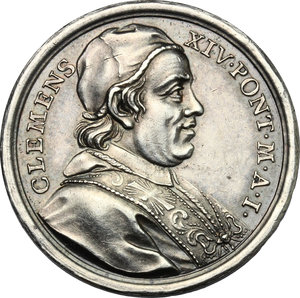obverse: Clemente XIV (1769-1774), Gian Vincenzo Ganganelli . Medaglia straordinaria A. I, per l abolizione della tassa sui generi alimentari