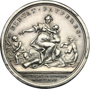 reverse: Clemente XIV (1769-1774), Gian Vincenzo Ganganelli . Medaglia straordinaria A. I, per l abolizione della tassa sui generi alimentari