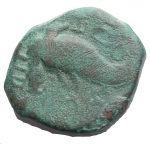 reverse: Mondo Greco - Apulia Salapia. III° Sec. a.C. AE. D/ Cavallo a ds. R/ Delfino a sn. Etnico. Diametro mm 16,8. Peso gr. 7,29. BB. Patina verde. R.