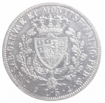 reverse: Casa Savoia. Carlo Felice. Lire 5 1827 Genova. Pagani 72. Peso 25,00 Gr. Diametro 37 mm. BB+.ççç