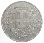 reverse: Casa Savoia. Vittorio Emanuele II. 1870 5 Lire. Peso 25,00 gr. Diametro 37 mm. Milano. BB.gf