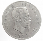 obverse: Casa Savoia. Vittorio Emanuele II. 1861-1878. 5 lire 1872 M. AG. Gig. 42. BB.gf