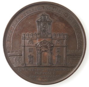 reverse: Medaglie Papali. Pio IX. 1846-1878. Medaglia 1853 per il restauro della torre di Porta Pia. AE. 
