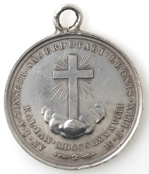 reverse: Medaglie. Roma. Leone XIII. 1878-1903. Medaglia per il 50° anniversario del sacerdozio del pontefice, 1887. 