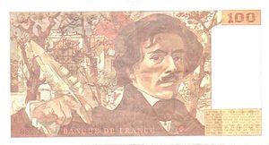 reverse: Banconote Estere. Francia. 100 Franchi. Eugene Delacroix. 1993. 