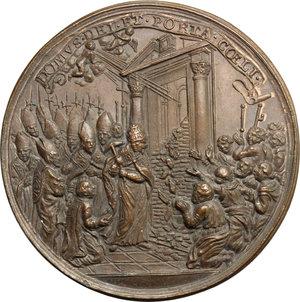 reverse: Clemente X (1670-1676), Emilio Bonaventura Altieri di Roma. Medaglia A. V, per l apertura della Porta Santa