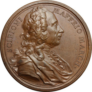 obverse: Scipione Maffei (1675-1755) Storico e drammaturgo veronese.. Medaglia per la morte, 1755