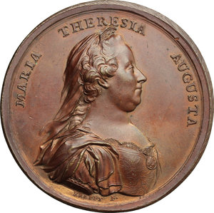 obverse: Maria Teresa d Asburgo (1740-1780), arciduchessa d Austria.. Medaglia 1770 per l’istituzione degli Orfanotrofi di Milano e Mantova