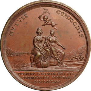 reverse: Giuseppe II (1765-1790), imperatore del Sacro Romano Impero.. Medaglia 1770 per il commercio in Lombardia