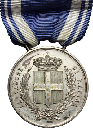 obverse: Vittorio Emanuele III (1900-1940). Medaglia al valore di Marina a Pietro Rivano, sindaco di Castelsardo. 15 luglio 1890